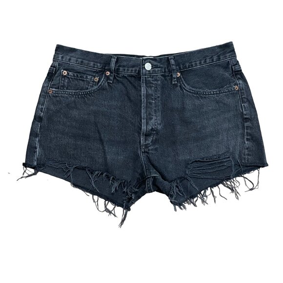 AGOLDE Parker Cut-Off Denim Shorts size 29 curse black gray distressed jean 8 - Picture 4 of 9
